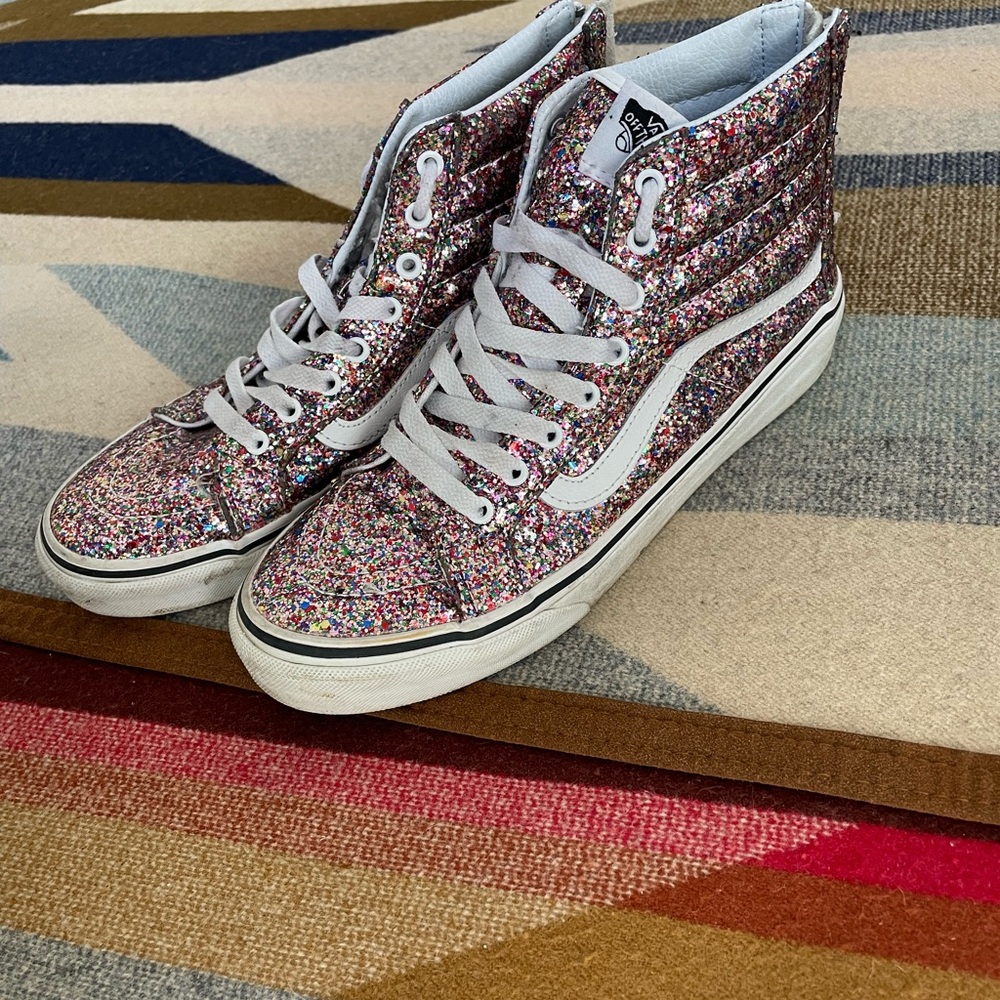 Vans Silver High-Top Sneakers with Classic Waffle Sole